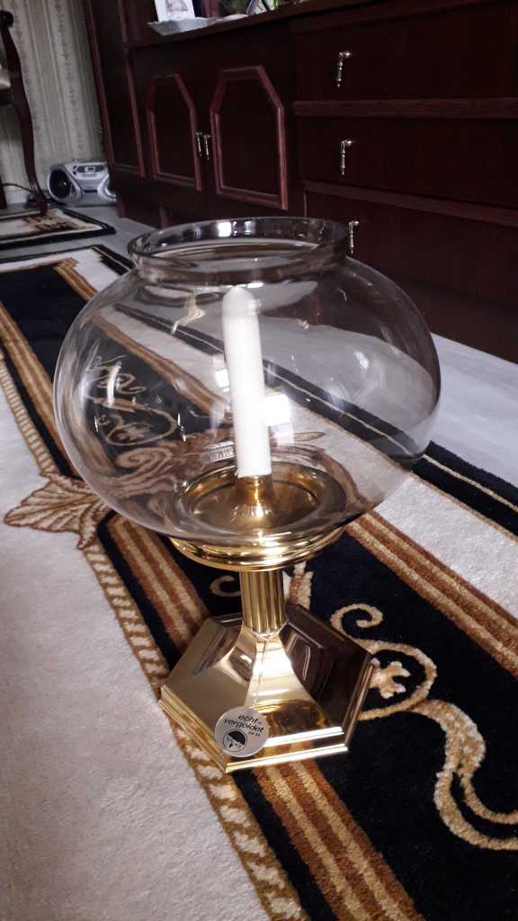Nostalgická lampa na svíci 24 kar. pozlacená